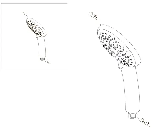 Ручной душ Am.Pm Like 3 функции 110 мм хром F0280000, Хром - фото 2