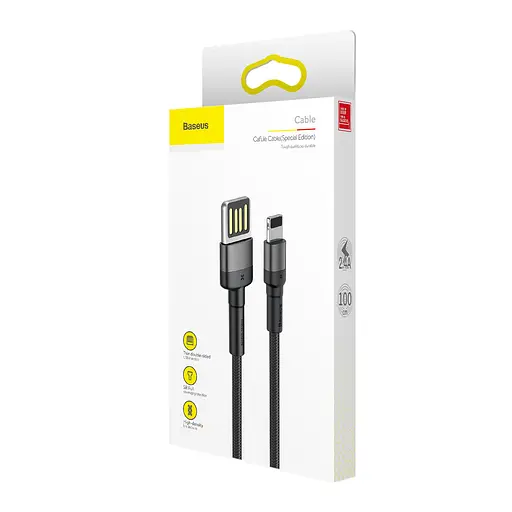 Дата кабель Baseus Cafule Lightning Cable Special Edition 2.4A (1m) (CALKLF-G) Сірий - фото 5