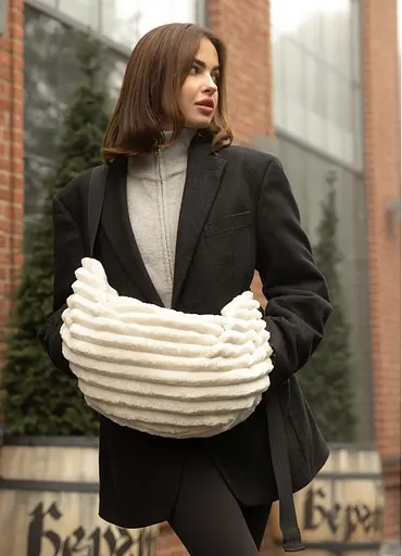 Женская сумка Sambag HOBO Bag-glove тканевая молочная 50×28×5 см (53400811) - фото 1