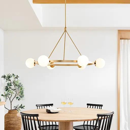 Люстра Hayes Round на 6 плафонів у латунному корпусі Line.F GC 19/6 AB - фото 1