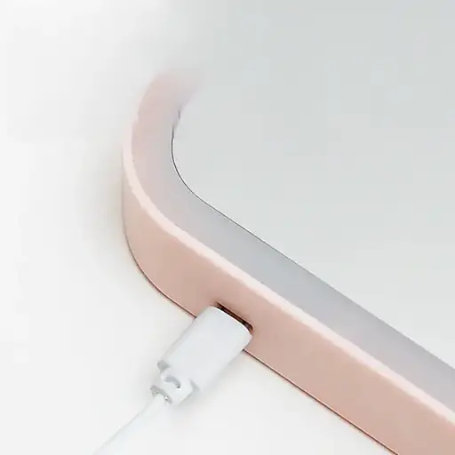 Дзеркало для макіяжу Salon Professional з LED підсвічуванням Настільне Сенсорна вбудована кнопка 3 рівня яскравості рожеве - фото 3