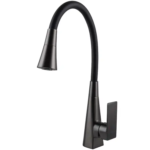 Смеситель Globus Lux NIAGARA GLN-0203SM-GP однорычажный поворотный для кухни графит черный с системой быстрого монтажа