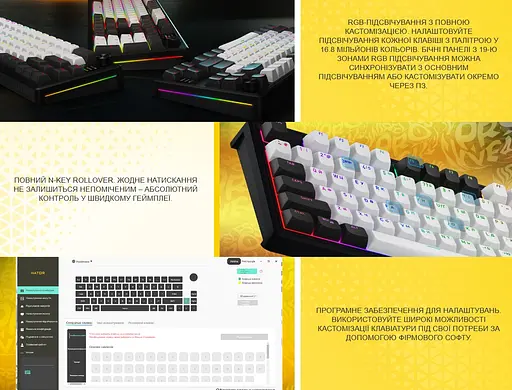 Клавиатура игровая механическая HATOR HTK-4100-RU Wireless Skyfall 100 PRO Black-White - фото 11