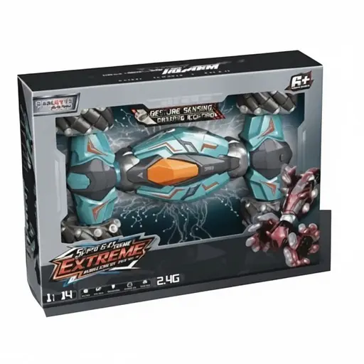 Радіокерована машина-перевертень YJ 098-3 A-02, 4х4, роликові колеса, акумулятор 3.7V, пульт 2.4GHz, браслет, Блакитна - фото 2