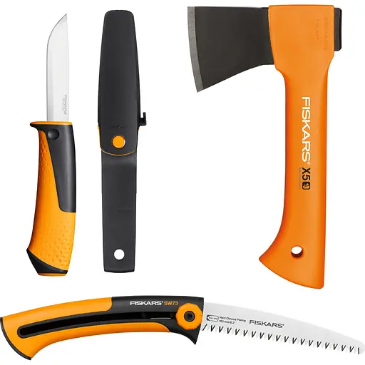 Подарунковий набір Fiskars Camping Set, сокира X5 XXS + ніж Pro Universal + пилка SW73 (1057912) - фото 1