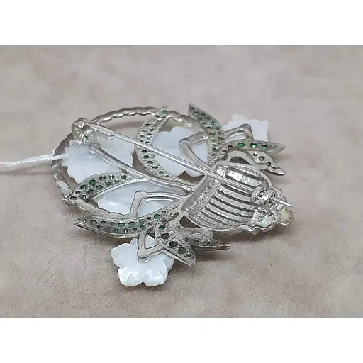 Серебряная брошь Tango с перламутром и фианитами. 660150С Б - фото 3