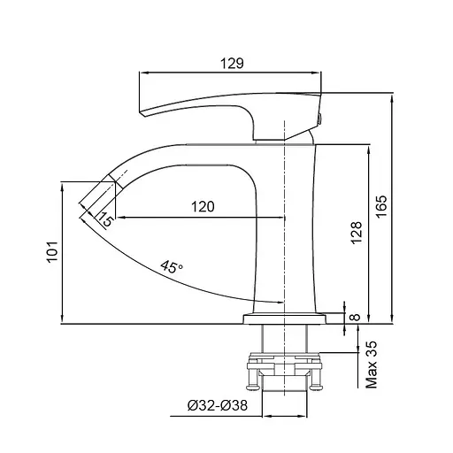 Смеситель для умывальника Koer KB-12007-05 KR3443 Черный матовый - фото 2