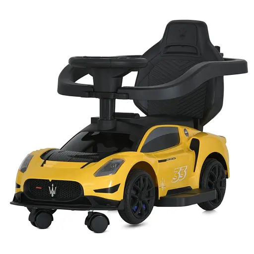 Детская каталка-толокар 2 в 1 M 5106-6 желтый, с родителькой ручкой - фото 6