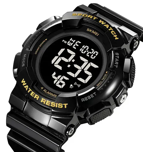 Чоловічий наручний спортивний годинник Skmei 2081 Чорний з золотом /Чорний - фото 2