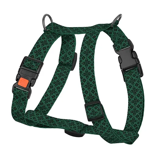 Шлей для собак Н-образная Баркси патриотическая 20 мм Вышиванка зеленая - фото 2