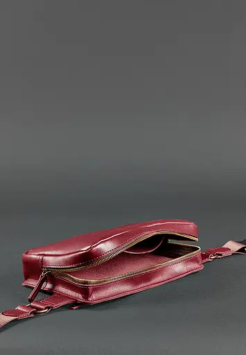 Шкіряна поясна сумка Dropbag Maxi бордова Krast - фото 6