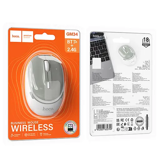Миша Hoco GM34 Nuevo dual-mode Gray white - фото 3