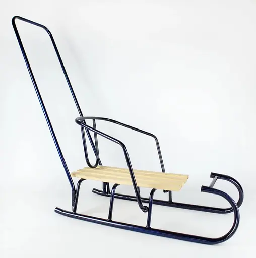 Санки детские с откидной спинкой и усиленной передней частью, синие+ручка, АРТ. 4.1 СИН