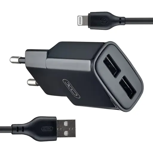 Сетевое зарядное устройство для XO L92C EU dual 2.4A Charger with Lightning cable ( NB103 ) Черный - фото 1