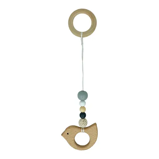 Детский деревянный грызунок "Птичка" Mega Zayka MGZ-0410-1 с подвеской - фото 1