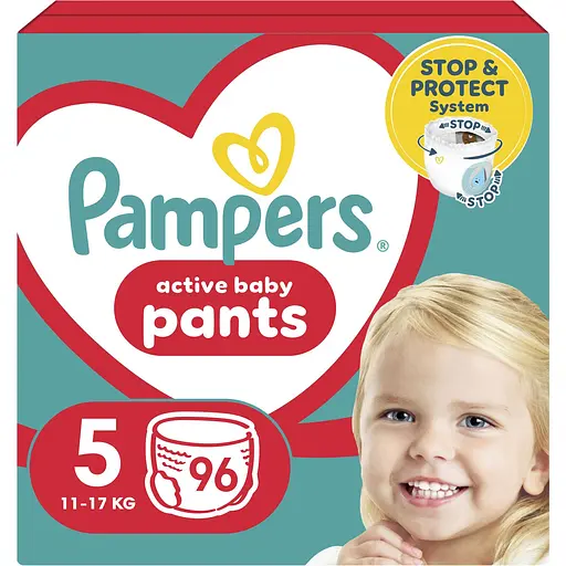 Набор: подгузники-трусики Pampers Active Baby Pants 5 (12-17 кг) 96 шт. + детские влажные салфетки Pampers Sensitive 52 шт. в подарок - фото 2