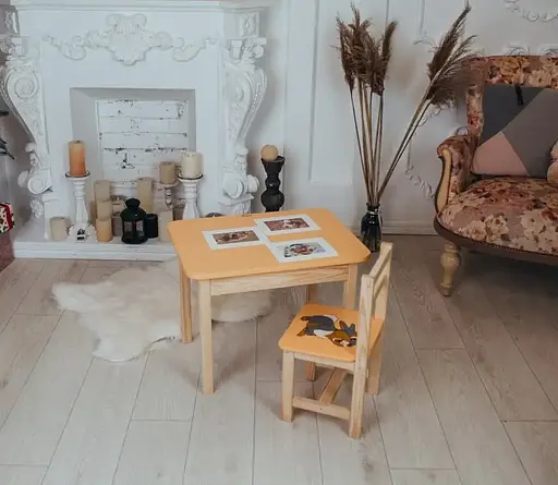 Дитячий письмовий столик та стільчик (з ящиком) для малювання та навчання (Зайчик) - фото 3