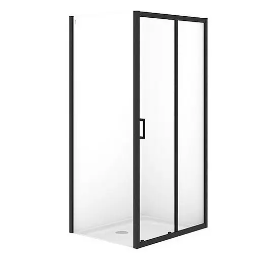 Душевая кабина Cersanit Brasco 100x80 см прямоугольная раздвижная прозрачное стекло без поддона black S168-015, прозрачный, черный - фото 1