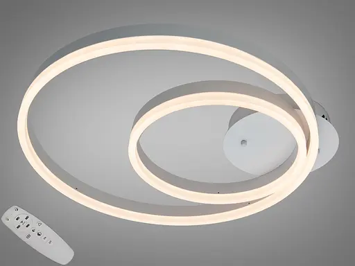 Стельова LED люстра біла 58W два кільця димер ПДУ - фото 1