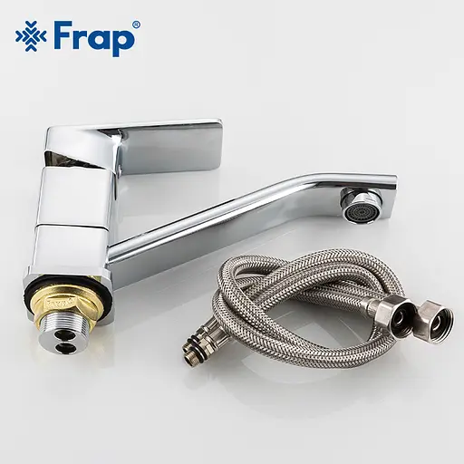 F4546 Змішувач для кухні короткий гусак гайка Ø35 Frap 1/10 Хром - фото 3