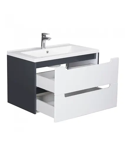 Тумба Мойдодир Paula 70-A з умивальником Cosmopolitan 70 Білий/графіт - фото 6