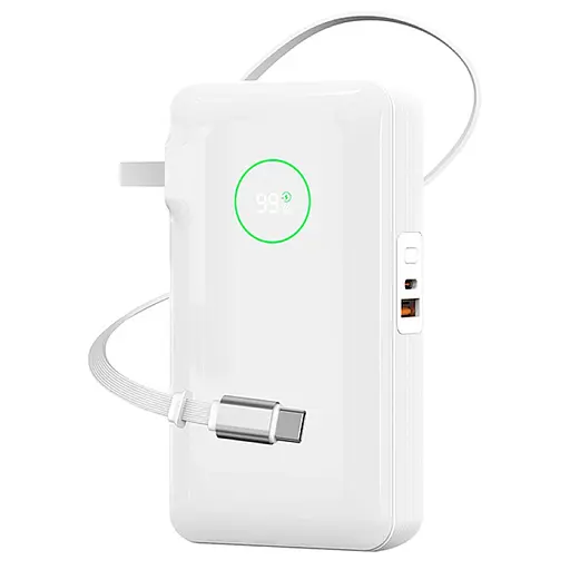 Портативний ЗП Power Bank WIWU Wi-P049 22.5W+PD35W with cable 10000 mAh White