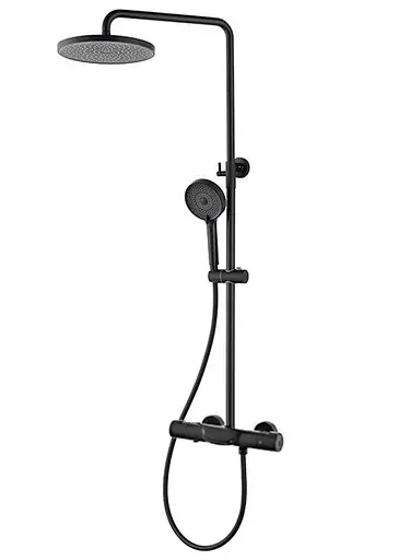 Душова система Dusel Centro Thermostatic Black (281307000), Чорний матовий - фото 10