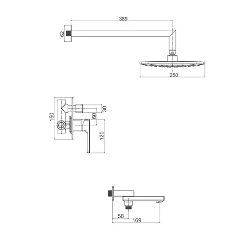 Душова система прихованого монтажу Gappo G7117-8, вилив - перемикач на лійку, 3-функції, білий/хром - фото 10