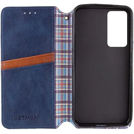 Кожаный чехол-книга GETMAN Cubic (PU) для Samsung Galaxy M35 5G Синий - фото 3