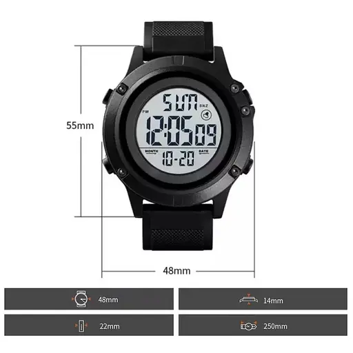 Чоловічий спортивний годинник Skmei 1508 (Чорний з білим) - фото 7