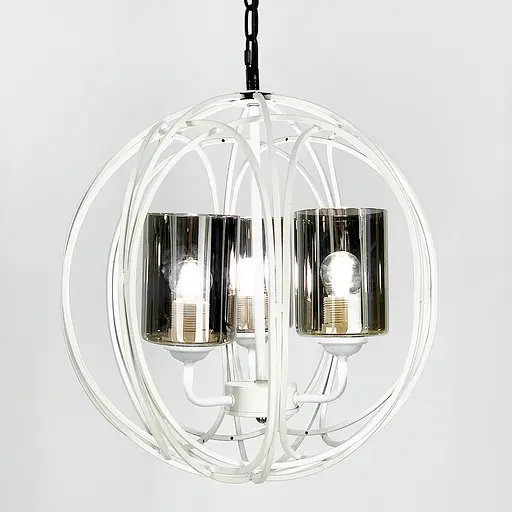 Люстра Лофт у білому корпусі форми плетена куля Line.F Колір плафона Янтарний - фото 4