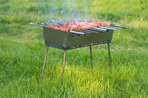 Розкладний розбірний мангал чемодан дворівневий на 8 шампурів, Wood&Steel Чорний 82022 - фото 8