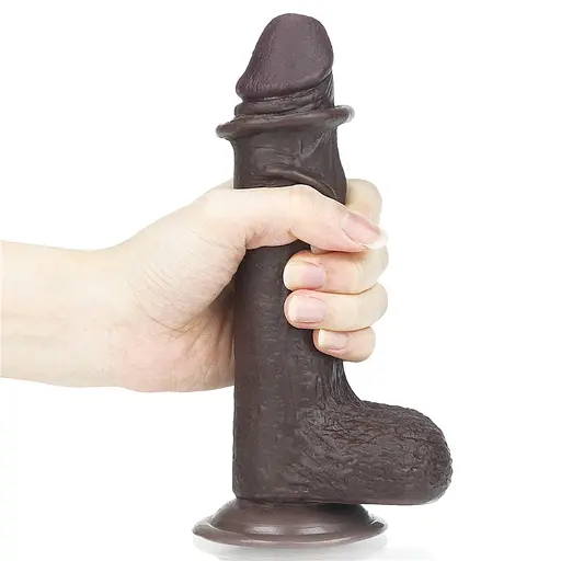 Фалоімітатор із присоскою LoveToy Sliding-Skin Dildo 7 17.5 см коричневий - фото 6