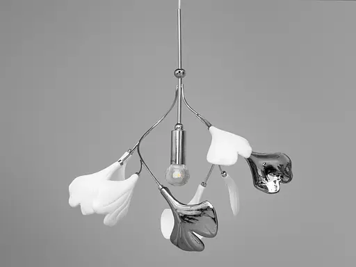 Дизайнерська люстра з керамічними елементами на 1 лампу, хром - фото 1