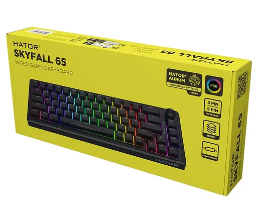 Клавіатура ігрова механічна HATOR HTK-1160-UA Skyfall 65 Black Sterling Speed Switches - фото 7