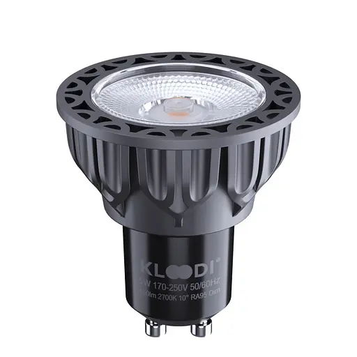 Лампа LED GU10 5WCOB 2700К 450Lm DIM KLOODI KDGU10-QL 5WCOB 2.7K 10D BK DIM - фото 1