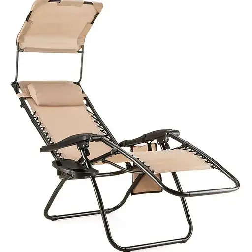 Шезлонг лежак Outtec Zero Graviti Sun раскладной с крышей беж - фото 2