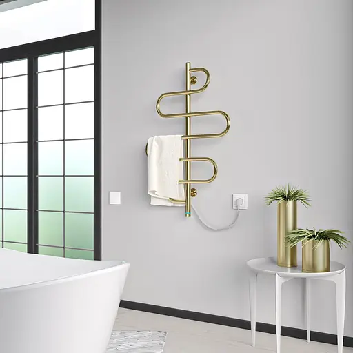 Электрический полотенцесушитель Kosser Лиана 900x550 ЕLR рег. золото РЛ03ЕLR G., Золотой, нижнее - фото 4