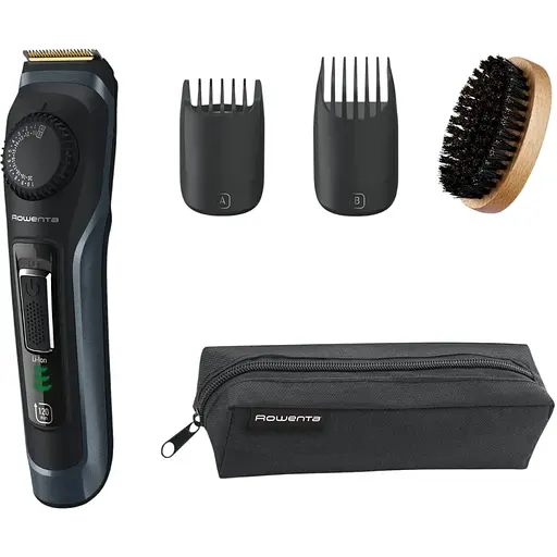 Триммер Rowenta Virtuo для бороды и усов, сеть+акум., насадок-2, чехол, титан.напив., кейс для хранения, черно-синий