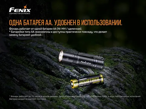 Ручний міні ліхтарик Fenix E12 V2.0 160лм 1хАА (Чорний) - фото 7