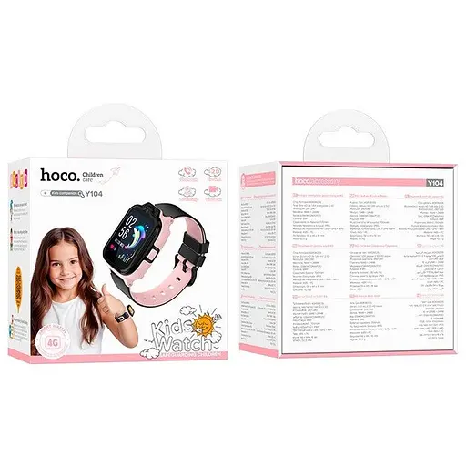Детские смарт-часы Hoco y104 с поддержкой 4G черно-розовый - фото 6