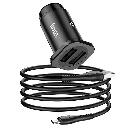 Адаптер автомобильный HOCO Micro USB Cable Wise road dual port car charger set NZ4 2USB, 4.8A - фото 1