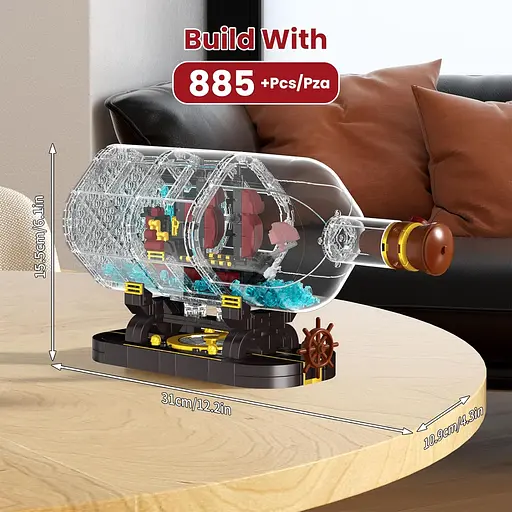 Конструктор корабель  MOULD KING піратський у пляшці Queen Revenger  пірати карибського моря 885 деталі - фото 7