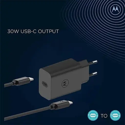 Скоростной зарядный блок Motorola 30W набор с кабелем USB-C to USB-C (SJMC302) - фото 6