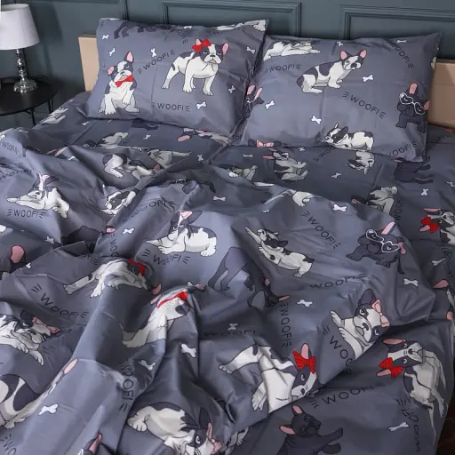 Комплект постельного белья MirSon Бязь 17-0663 Cute Pug 2 x 160 x 220 см серый (2200010012378) - фото 1