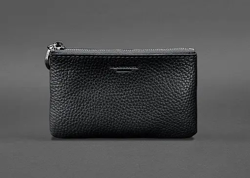 Шкіряна монетниця / міні-косметичка 3.0 чорна флотар - фото 1