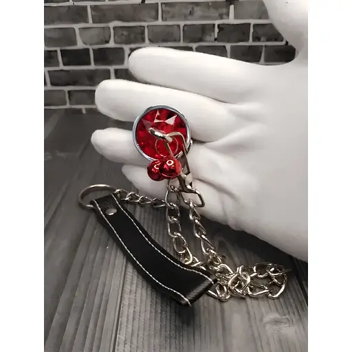 Анальна пробка Passion металева з повідцем 2.8х7 см червона (4821002030309) - фото 4