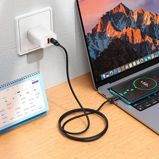 Кабель для заряджання Hoco X124 Benefit силіконовий кабель Type-C x Type-C 1 метр 60 Вт Чорний - фото 5