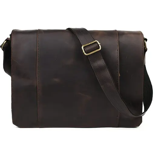 Большая мужская сумка-почтальон из натуральной кожи TARWA 27х37х10 см sum0028362 - фото 3