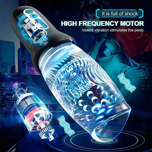 Автоматичний мастурбатор з ротацією Intense Warrior 360 Чорний K000898 - фото 3